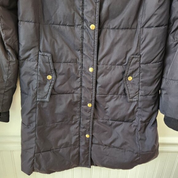 J. Crew Mercantile Black Hooded Puffer Coat Jacket Long Mid-Length Women's S - Picture 4 of 7